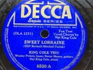 78 RPM Sweet Lorraine This Side Up Nat King Cole Trio Decca 8520 A13