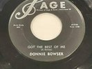 Donnie Bowser - Got The Best Of Me/It's Our Secret * Sage 276 Rockabilly 45