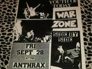 VINTAGE ORIGINAL YOUTH OF TODAY WAR ZONE SIDE BY SIDE FLYER 8.5X11 PUNK RARE SXE