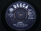 TONY & THE VELVETS [Tony Washington]   Sunday   MINT   DECCA F 11637   Popcorn R