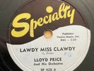 Lloyd Price 78 Specialty Records￼ SP 428 Lawdy Miss Clawdy, Mailman Blues VG +￼