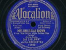 78tk-Jazz-VOCALION 4400-Cab Calloway-(Miss Hallelujah Brown/The Boogie Woogie)