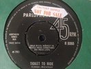 THE BEATLES  - TICKET TO RIDE- PARLOPHONE - 45 FACTORY  SAMPLE STICKER EX