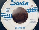 The Beatles “She Loves You” 45 | Swan WHITE AND BLUE Label | RCA PRESS