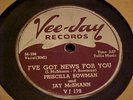 Vee Jay 179 Jazz / Blues 78 Priscilla Bowman 
