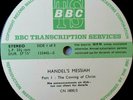 BBC TRANSCRIPTION SERVICE - HANDEL'S MESSIAH Part 1 - 1973 UK LP