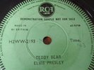 Rare RCA Elvis Presley one side demo single H2WW-2193 GB Sample Teddy Bear 1.43