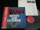SAXON - DENIM AND LEATHER - JAPAN VINYL LP OBI P-11113G EX-/EX-