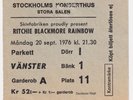 RITCHIE BLACKMORE RAINBOW concert ticket stub - 20 Sep 1976 - Stockholm, Sweden