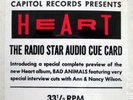 HEART Bad Animals RADIO STAR AUDIO CUE CARD 1987 Promo LP STILL SEALED  a5256