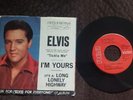 Rare Htf ELVIS PRESLEY Long Lonely Highway I'm Yours original 45 Pic Sleeve Red