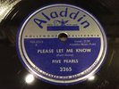 FIVE PEARLS-ALADDIN 3265-PLEASE LET ME KNOW/REAL HUMDINGER CAL DOO-WOP R&B 78