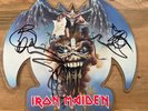 Signed picture disc vinyl single of Iron Maiden Evil That Men Do