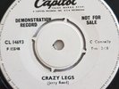Gene Vincent,DEMO,Crazy Legs,Single Sided Capitol,EX,1957,Rock n Roll,Rockabilly
