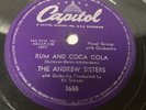 The Andrew Sisters Rum and Coca Cola / No Baby 78 rpm record Capitol 3658