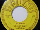 1955 Hey, Porter  / Cry  Cry  Cry  Johnny Cash 221 Sun 45 rpm Record PUSH MARKS