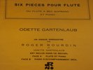 Odette Gartenlaub 6 Pieces for Flute & Piano Roger Bourdin PRIVATE PRESSING MINT