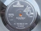 Beatles 45 Single All You Need is Love 1967 No Recorded During Live World TV Ex