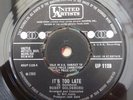 BOBBY GOLDSBORO IT'S TOO LATE UNITED ARTISTS NORTHERN SOUL R&B MOD