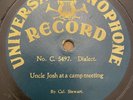 Zonophone 5497 Cal Stewart Uncle Josh Camp Meeting 9” Single Sided 78