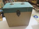 50's VTG GREEN WHT Metal 25-Count Shellac Record Box/Case For 10