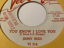 JIMMY REED  YOU KNOW I LOVE YOU TAKE OUT SOME  INSURANCE Vee-Jay314 White Promo