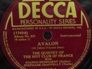 DECCA 23002 Quintet of the Hot Club of France w/Django Reinhardt 78 rpm JAZZ E