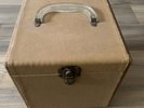 Vintage 45s Vinyl Records Carrying Case Wooden Box Plastic Handle Metal Latch