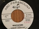 GORDON LIGHTFOOT - NEGOTIATIONS, ABC-PARAMOUNT, PROMO 45 RPM, 1962, NM