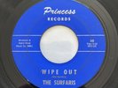 THE SURFARIS Wipe Out / Surfer Joe PRINCESS SURF ROCK 1963 Rare 45rpm