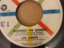 LOU MONTE 45RPM '58 ROULETTE DOMINICK THE DONKEY CHRISTMAS CLASSIC PROMO