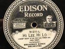 78 rpm 1914 EDISON RE CREATION Hi Lee Hi Lo Chop Suey Fox Trot BROADWAY DANCE Or