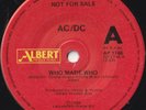 AC/DC 45: WHO MADE WHO b/w GUNS FOR HIRE (L.V.)  AUSSIE ALBERT 1746  M & M  1986