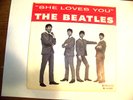 Vintage Beatles 45 RPM Record She Loves You and I'll Get You with Sleeve