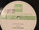 Cliff Richard In Concert 268 BBC Transcription LP Vinyl Disc Live 1982