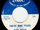 Swamp Pop 45 - Glen Wells & the Blends - You're Mine Tonite (Jin 133) VG++
