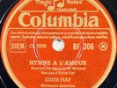 Edith Piaf : Hymne a l'amour DISQUE 78 tours rpm COLUMBIA BF 306 (EX+)