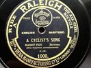 RARE c. 1908 ‘RALEIGH CYCLE COMPANY’ ADVERTISING RECORD - ‘A CYCLIST’S SONG'