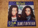 FAB MORVAN HAND SIGNED EXCELLENT SLEEVE 1980s milli vanilli blame it on rain 45