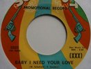 BOBBY WILLIAMS: BABY I NEED YOUR LOVE (Sure Shot) US 1967 Promo 7