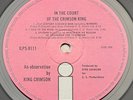 KING CRIMSON In The Court of The Crimson King 1969 UK earliest A2/B2 nice copy