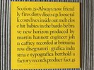 SECTION 25 VINYL LP - ALWAYS NOW FACTORY RECORDS FACT 45  - Like New
