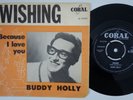 BUDDY HOLLY Wishing RARE Denmark 45 danish Because I Love You rockabilly HEAR