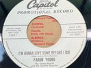 Faron Young I'm Gonna Live Some Before I Die / I Miss You 45 Rockabilly Promo