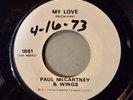 BEATLES Paul McCartney & Wings My Love 1973 APPLE Advance White Label Test 45 VG