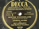 78 rpm Decca 23722, Andrews Sisters Guy Lombardo, Winter Wonderland Christmas