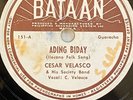 FILIPINO 78 rpm - Bataan - CESAR VELASCO Saluyot / Ading Biday - Jazz Guaracha