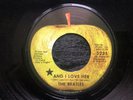 Beatles AND I LOVE HER 1971 Apple BLACK STAR Los Angeles 45 rpm single EX