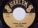 Doo Wop 45 LYRICS I Want To Know HARLEM HEAR 70s reissue q