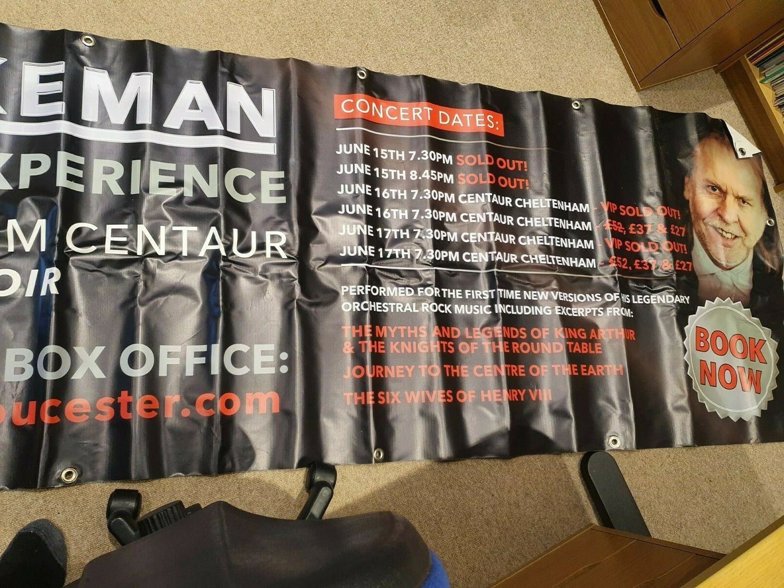 Rick Wakeman banner for the legendary Gloucester concerts